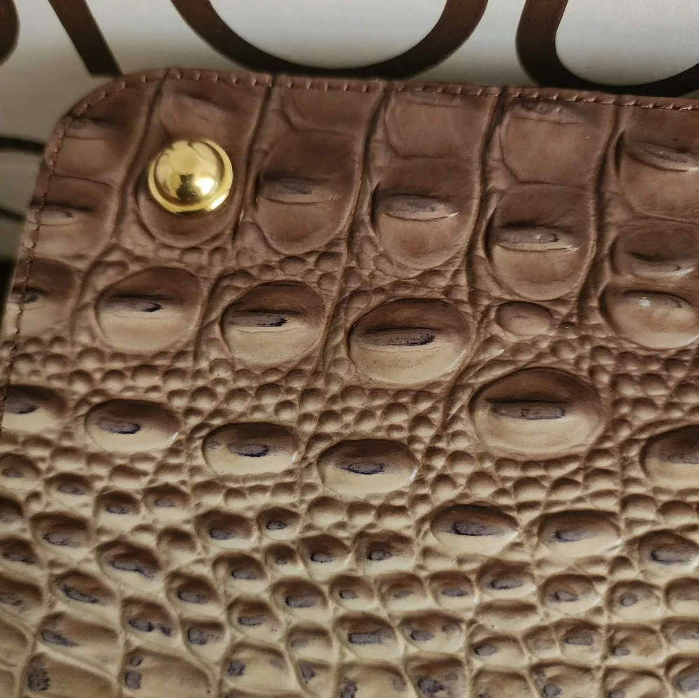 BRAHMIN, rare color Amaretto Melbourne Leather Large Duxbury satchel - Picture 6 of 12